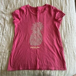 Patagonia Pink Tee with Pineapple Design